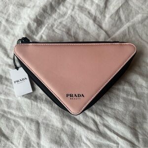 Prada Beauty Pink And Black Triangle Pouch/Cosmetic Bag New With Tags!